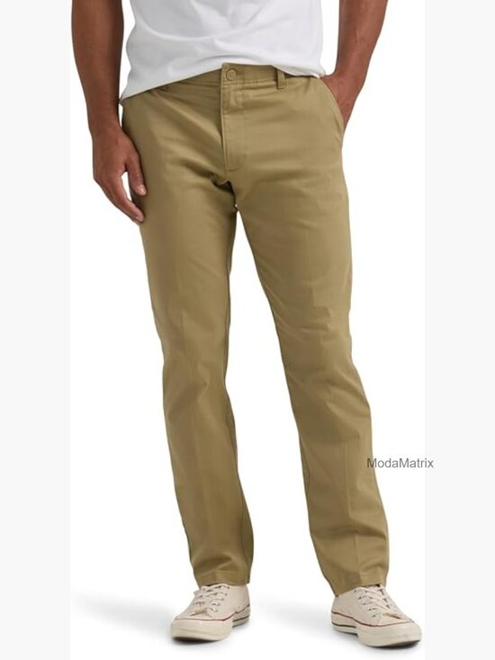 Other - Men's Slim Fit Straight Leg Stretch Khaki Pants with Flex Waistband